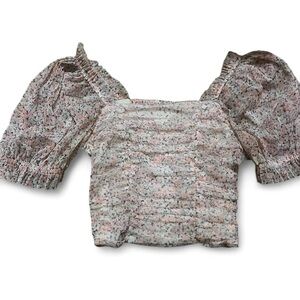 H&M Pink floral Smocked Crop Top
